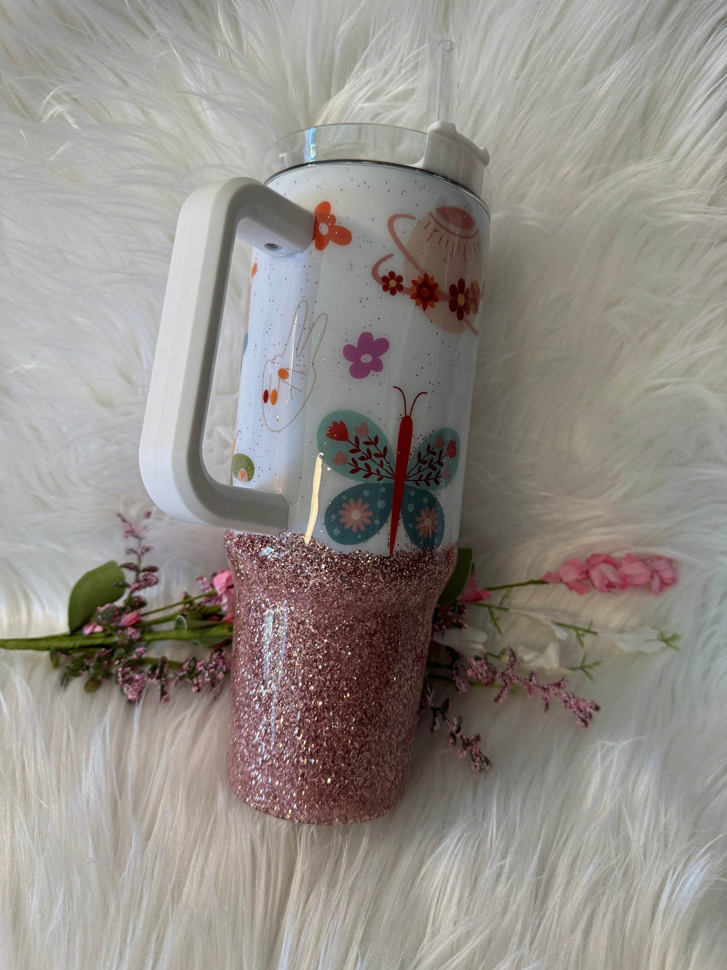 40 ounce Handle Hippie Inspired Tumbler