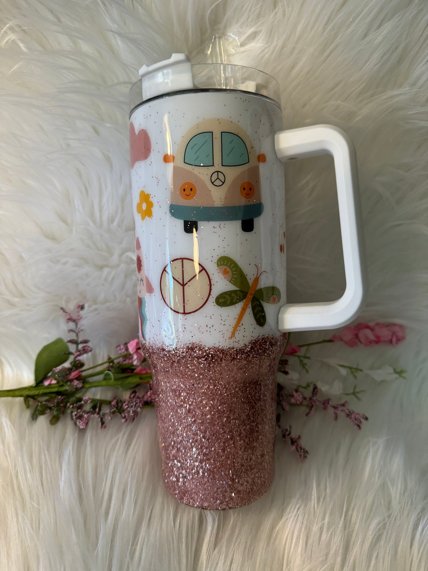 40 ounce Handle Hippie Inspired Tumbler