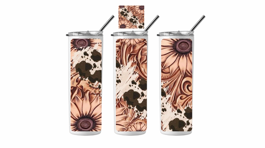 Rose Gold Floral & Cow Tumbler