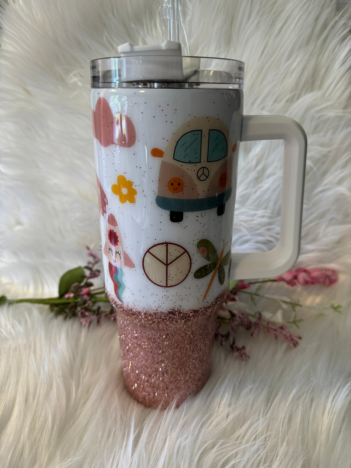 40 ounce Handle Hippie Inspired Tumbler