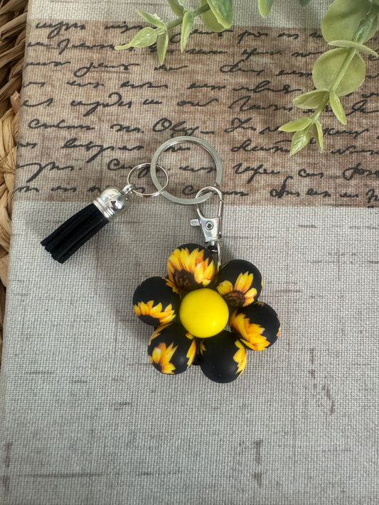 Sunflower Beaded Flower Keychain