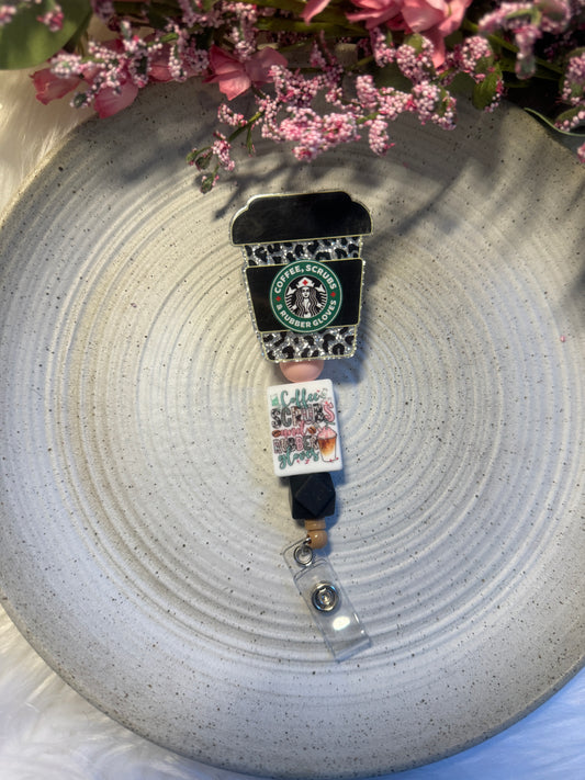 Coffee Scrubs & Rubber Gloves Badge Reel