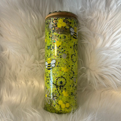 RTS Bee Glitter Snowglobe Tumbler