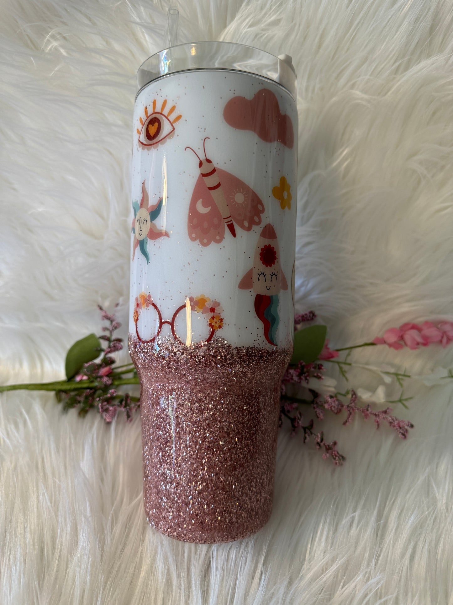 40 ounce Handle Hippie Inspired Tumbler