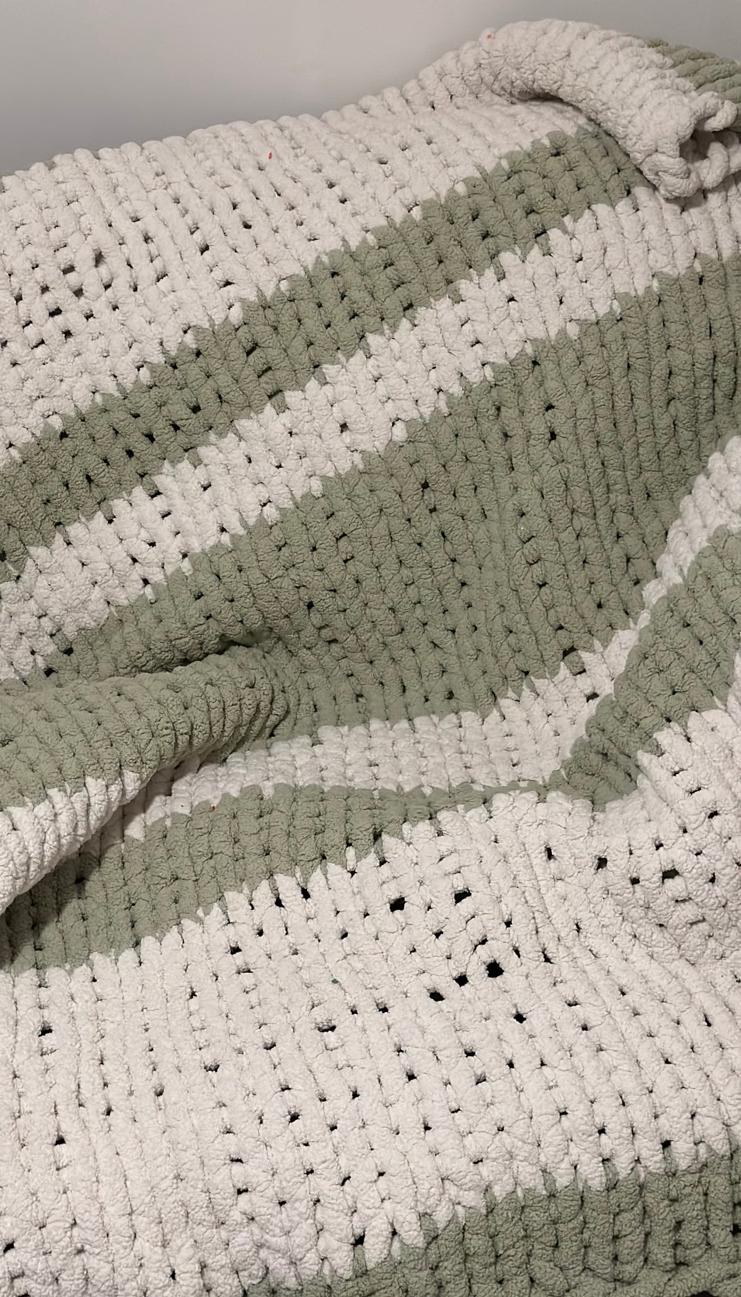 Cream & Sage Hand Made Chunky Knit Blanket