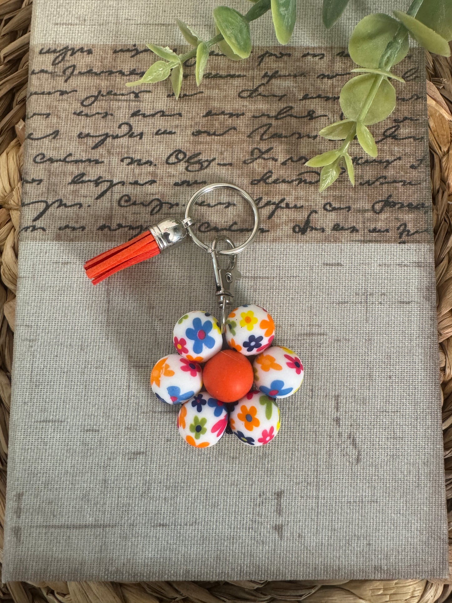 Beaded Flower Keychain