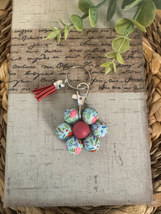 Beaded Flower Keychain