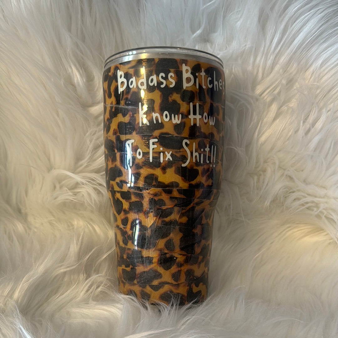 RTS Badass Bitches Leopard Tape Tumbler