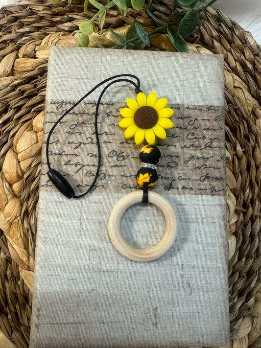 Wood Sunflower Car Charm Freshener