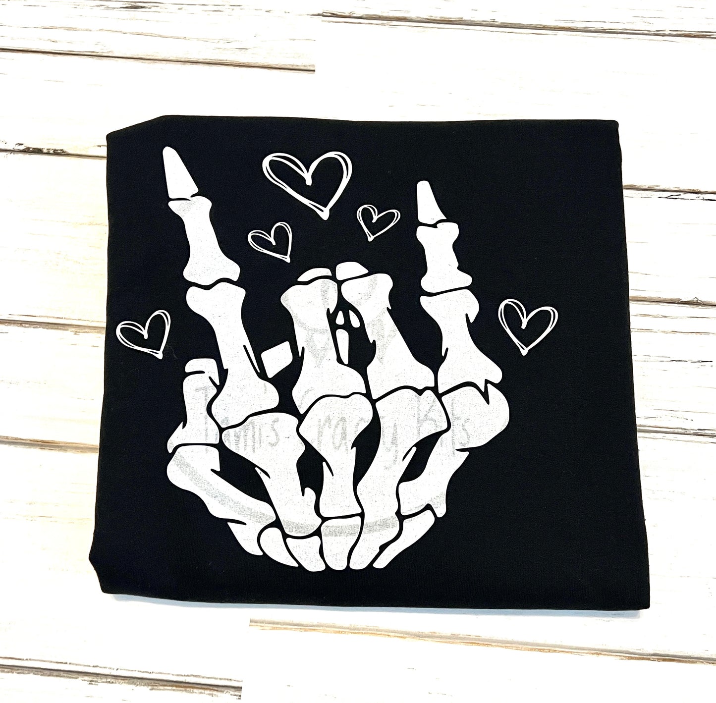 Skeleton Bone Fingers Peace Pullover Crewneck Sweatshirt