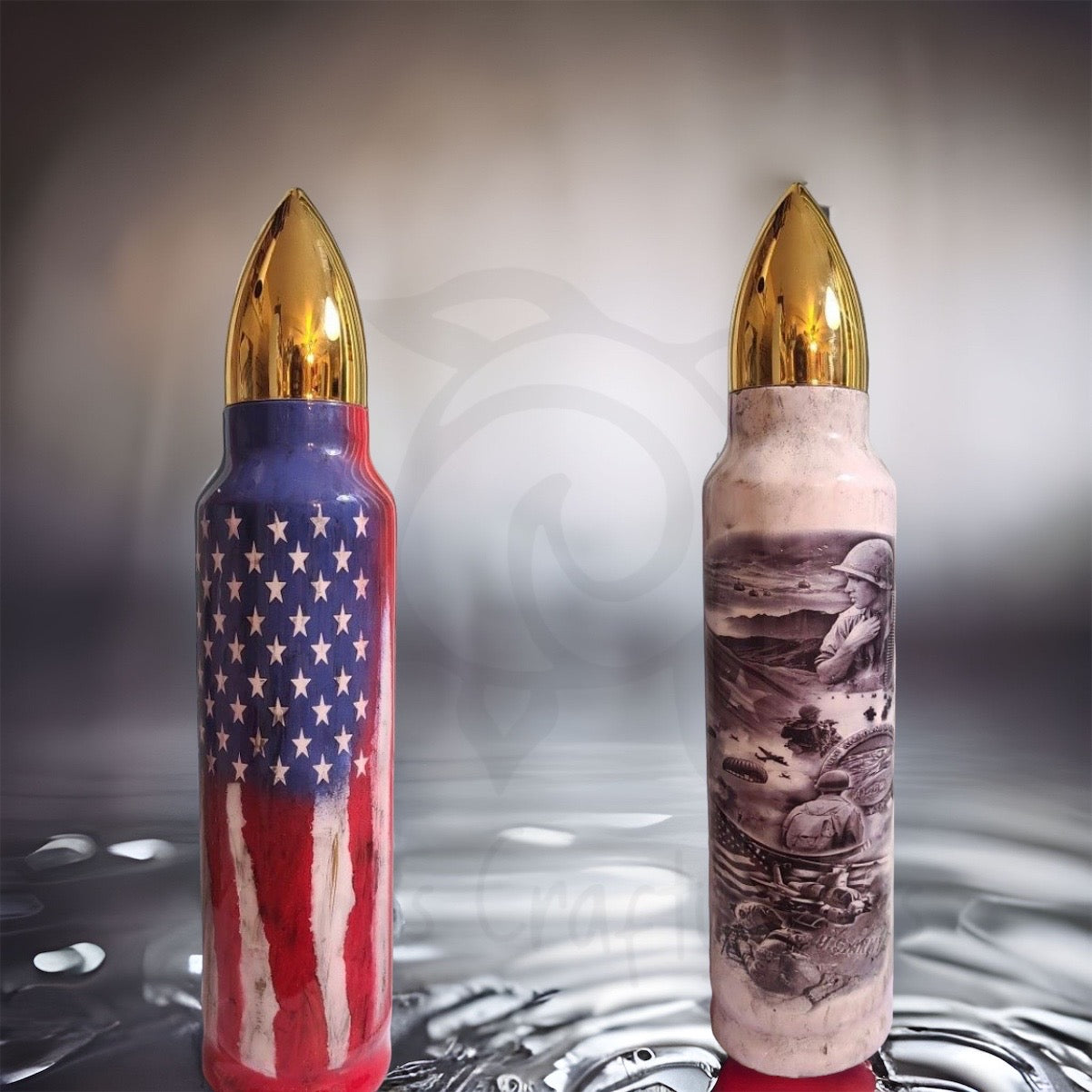 Distressed Military Bullet Thermos Tumbler