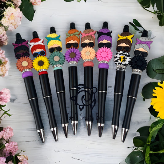 Mom Bun Flower Pens