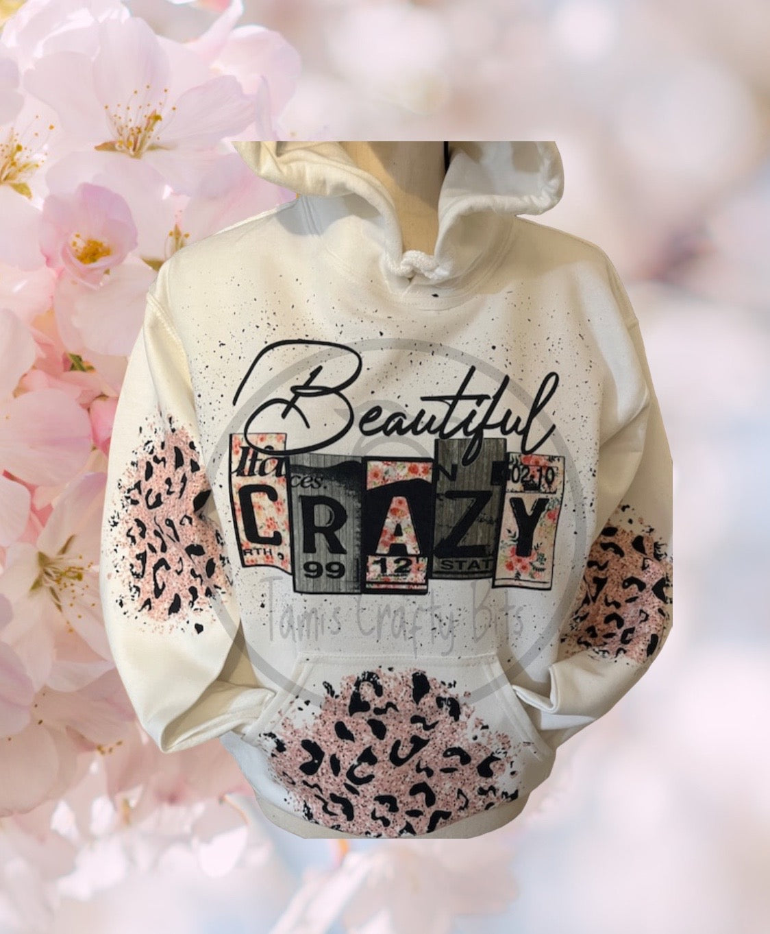 Beautiful Crazy License Plate Pink Leopard Print Hooded Sweatshirt