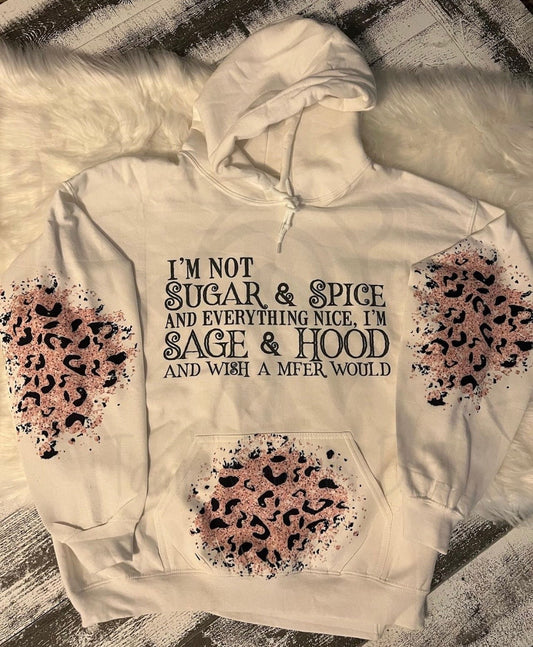 Sugar And Spice, Sage And Hood Pink Leopard Print Hooded Sweatshirt