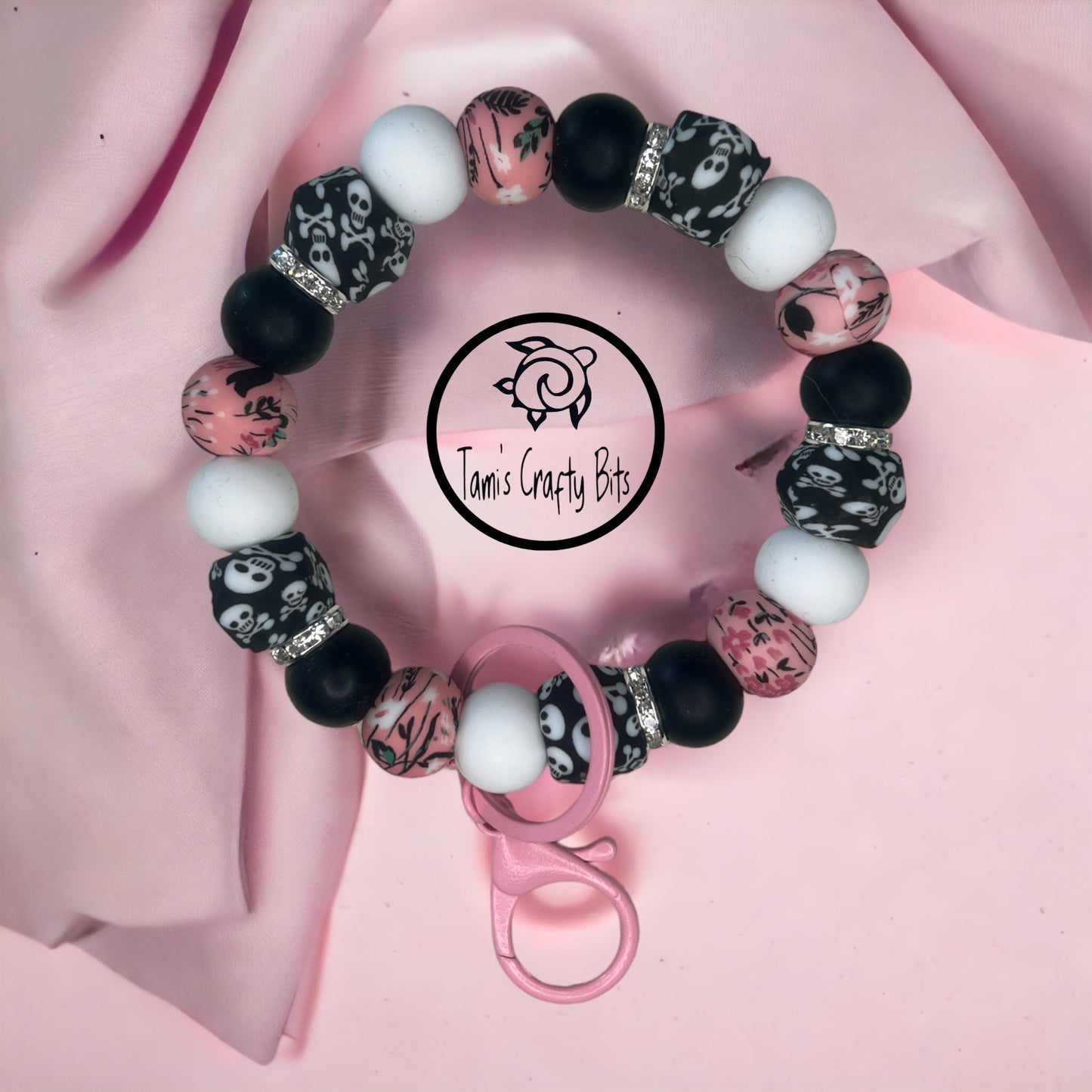 Skull Flowers Bangle Wristlet