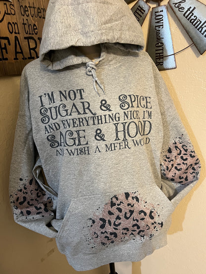 Sugar And Spice, Sage And Hood Pink Leopard Print Hooded Sweatshirt