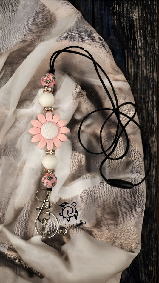 Pink Daisy Lanyard