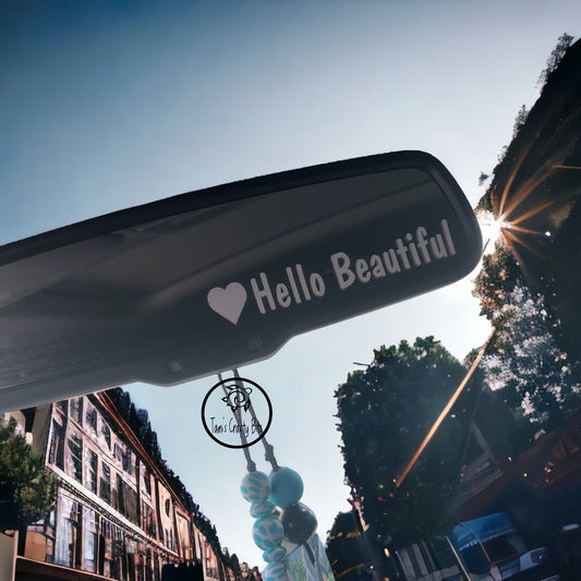 Hello Beautiful Car Mirror Decal