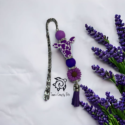 Cow & Purple Flower Bookmark Charms