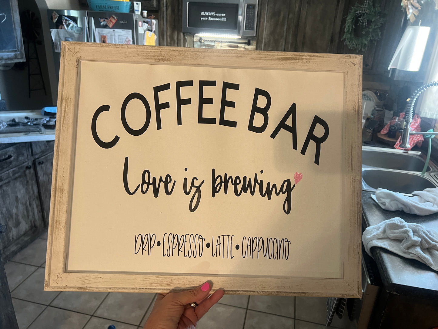 Reverse Canvas Coffee Bar Sign