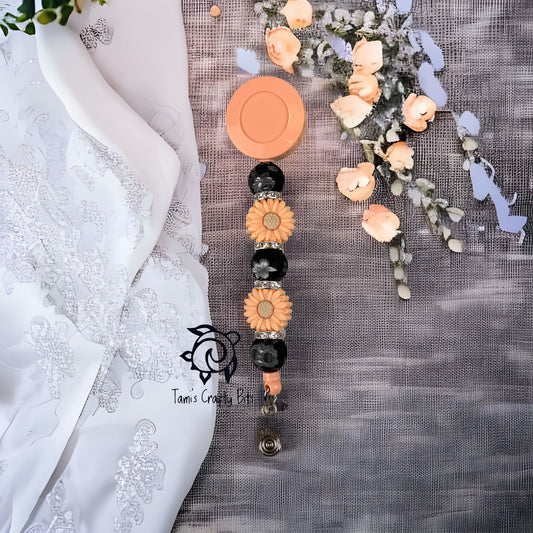 Floral Badge Reel (Peach)