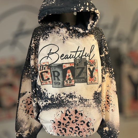 Beautiful Crazy License Plate Bleached Pink Leopard Print Hooded Sweatshirt