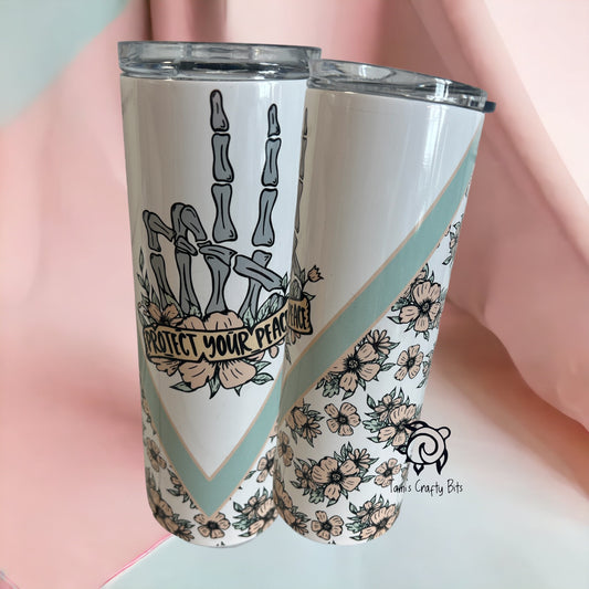 Protect Your Peace Skull & Flower Tumbler